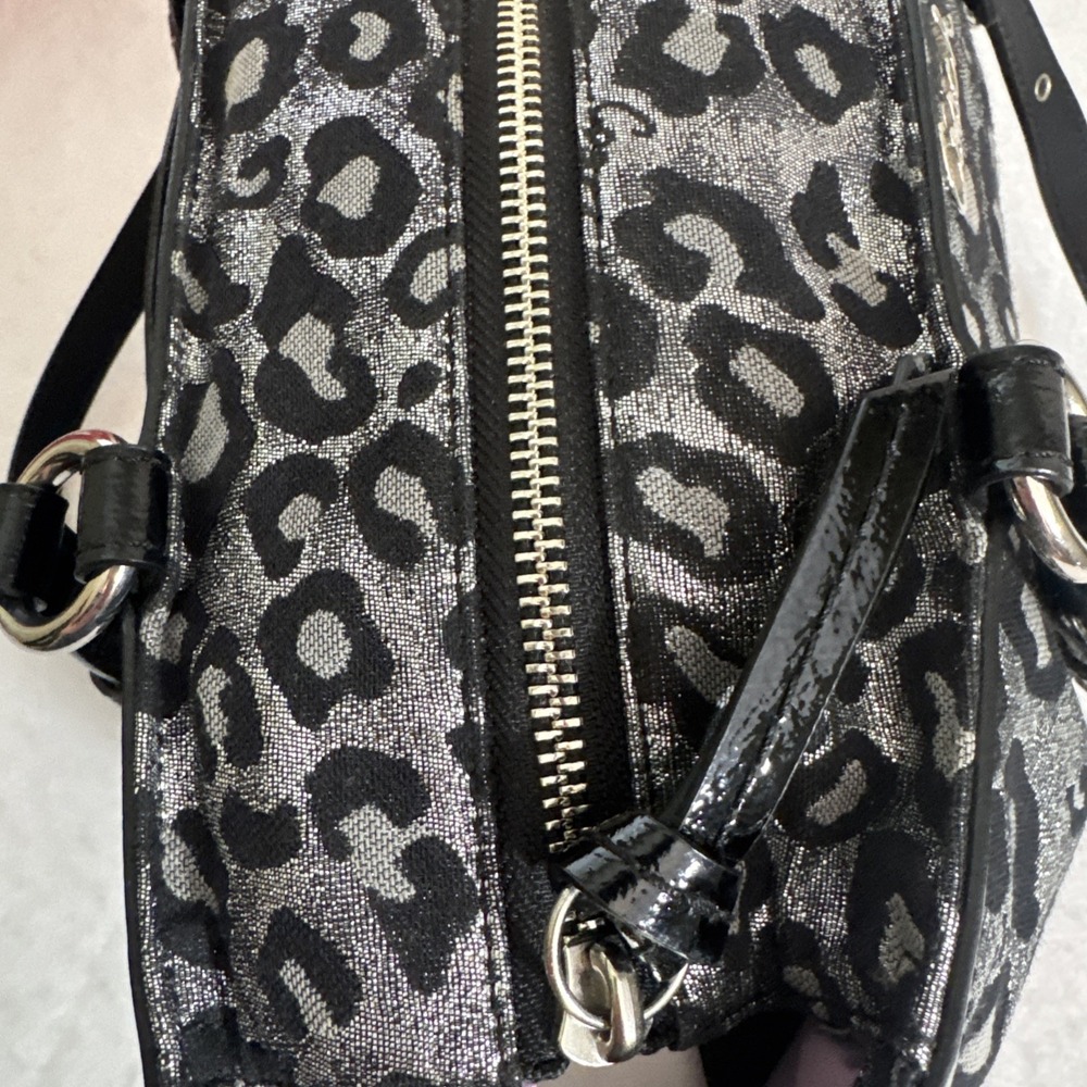 Coach Metallic Ocelot Leopard Animal Print Silver Black Satchel Vintage 14289 - Picture 9 of 13